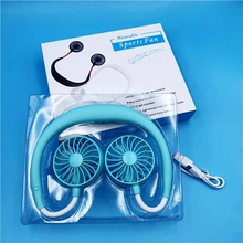 Load image into Gallery viewer, Portable Hanging Neck Sports Fan - Mini USB Portable Neckband With Rechargeable Battery Small Air Cooler Conditioner
