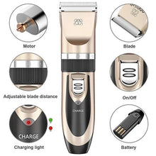 Load image into Gallery viewer, Noise-Free Design Pet Hair Clipper - Rechargeable Dog Trimmer Animal Grooming Cat Cutter Machine Shaver Electric Scissor Remover Haircut
